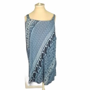 Gabrielle Womens Plus Size Blue Printed Tunic Slee